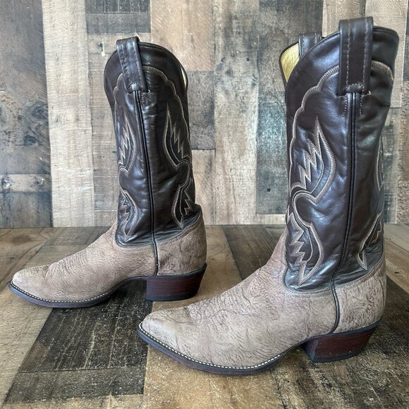 Tony Lama 6258 Vintage Sueded Bull Shoulder Cowboy Boots Mens 8 D - Picture 12 of 12